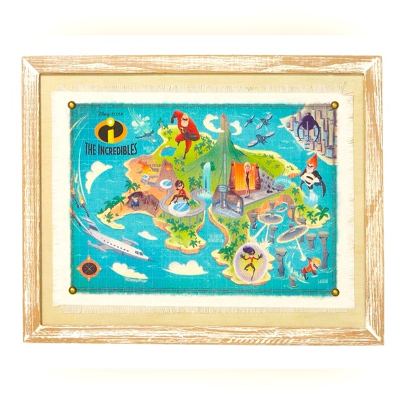 The Incredibles Art Print Island Framed Map NEW Nomanisan Island Pixar - Picture 1 of 3